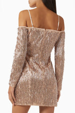 Rosita Off The Shoulder Mini Dress - Rose Gold (Final Sale) Rosita Off The Shoulder Mini Dress - Rose Gold (Final Sale)