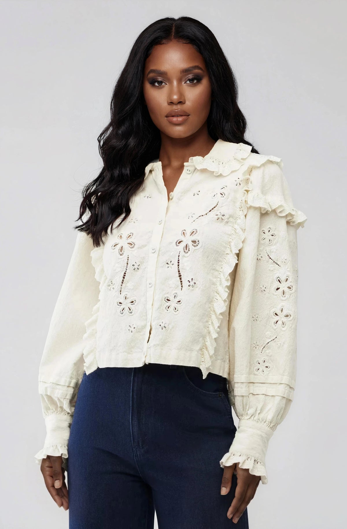 Adelie Embroidered Top - White Adelie Embroidered Top - White