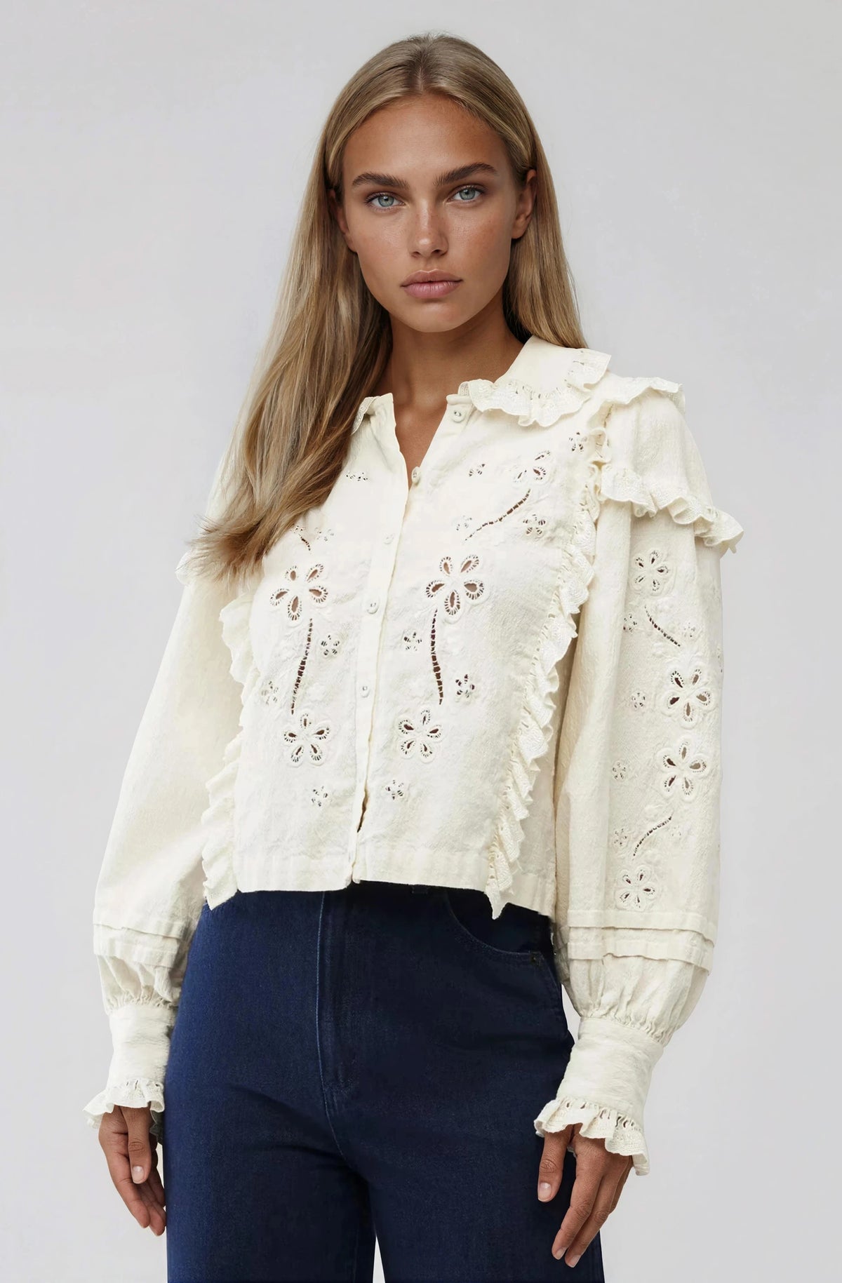 Adelie Embroidered Top - White Adelie Embroidered Top - White
