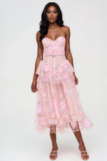 Emmeline Embroidery Midi Dress - Pink Emmeline Embroidery Midi Dress - Pink
