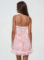 Emmeline Embroidery Ruffled Mini Dress - Pink Emmeline Embroidery Ruffled Mini Dress - Pink