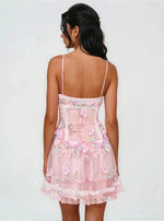 Emmeline Embroidery Ruffled Mini Dress - Pink Emmeline Embroidery Ruffled Mini Dress - Pink