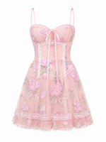 Emmeline Embroidery Ruffled Mini Dress - Pink (Final Sale) Emmeline Embroidery Ruffled Mini Dress - Pink (Final Sale)