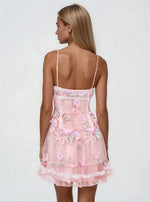 Emmeline Embroidery Ruffled Mini Dress - Pink Emmeline Embroidery Ruffled Mini Dress - Pink
