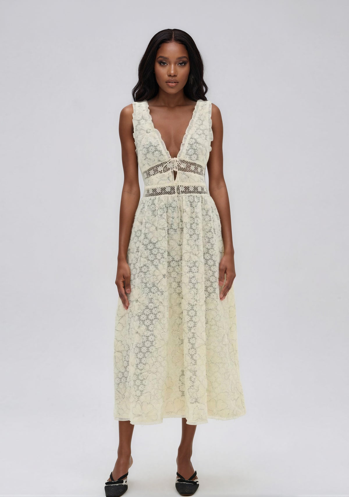 Snowflake Daisy Midi Dress - Cream Snowflake Daisy Midi Dress - Cream