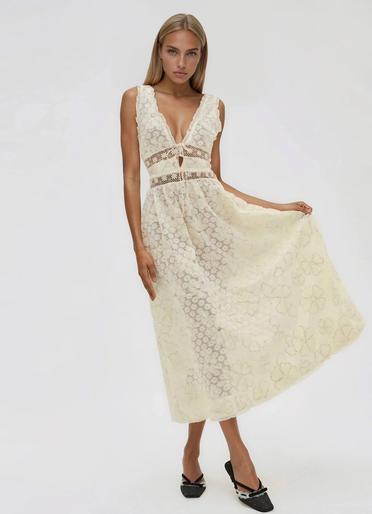 Snowflake Daisy Midi Dress - Cream Snowflake Daisy Midi Dress - Cream