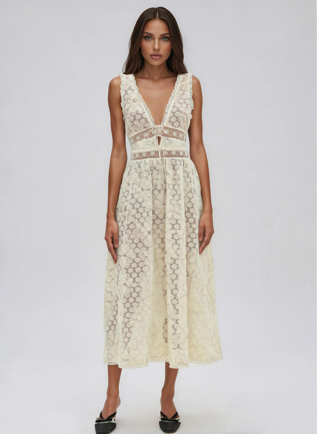 Snowflake Daisy Midi Dress - Cream Snowflake Daisy Midi Dress - Cream
