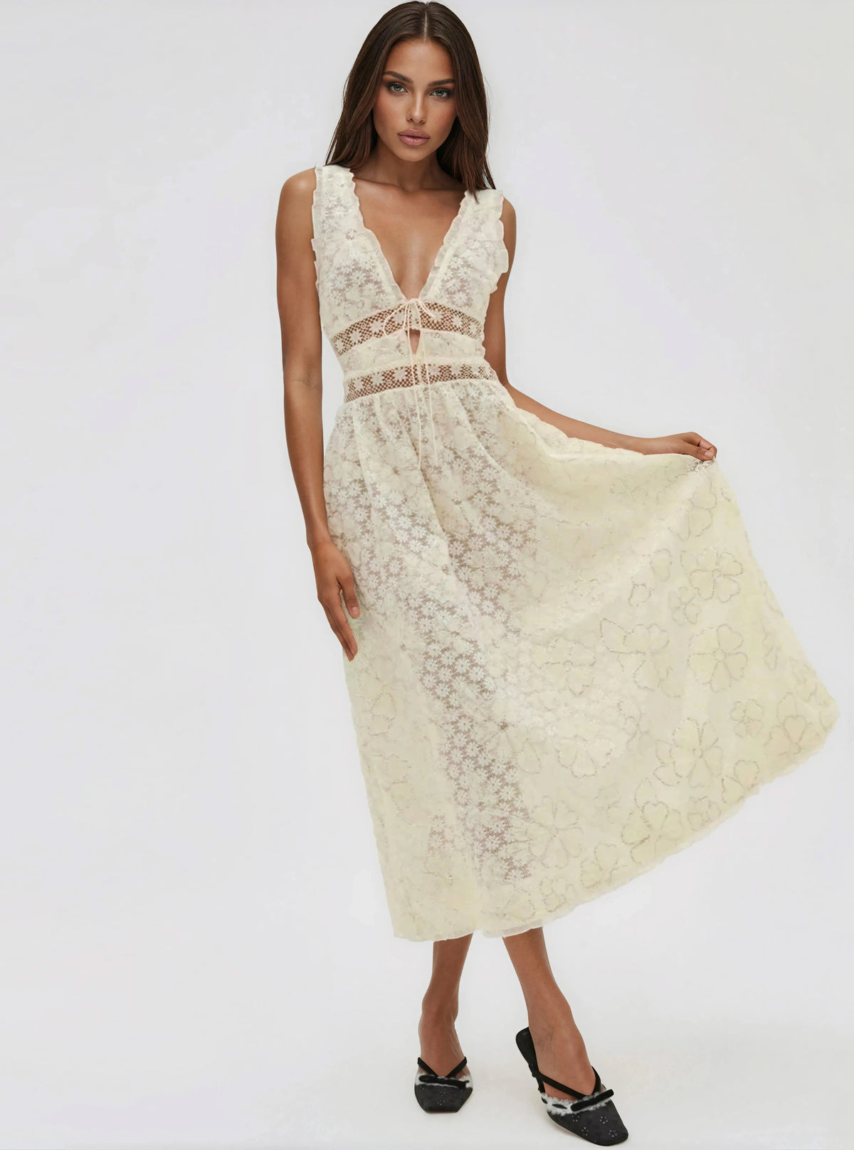 Snowflake Daisy Midi Dress - Cream Snowflake Daisy Midi Dress - Cream