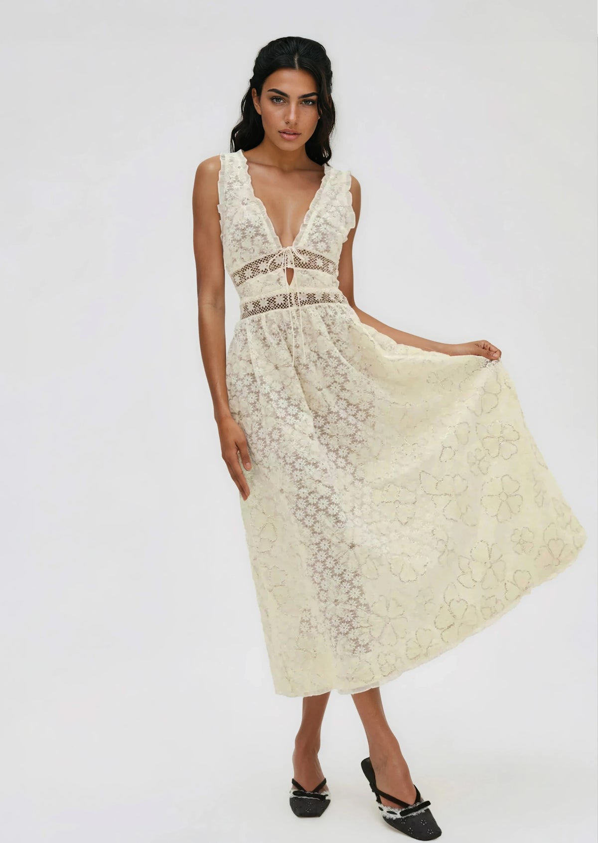 Snowflake Daisy Midi Dress - Cream Snowflake Daisy Midi Dress - Cream
