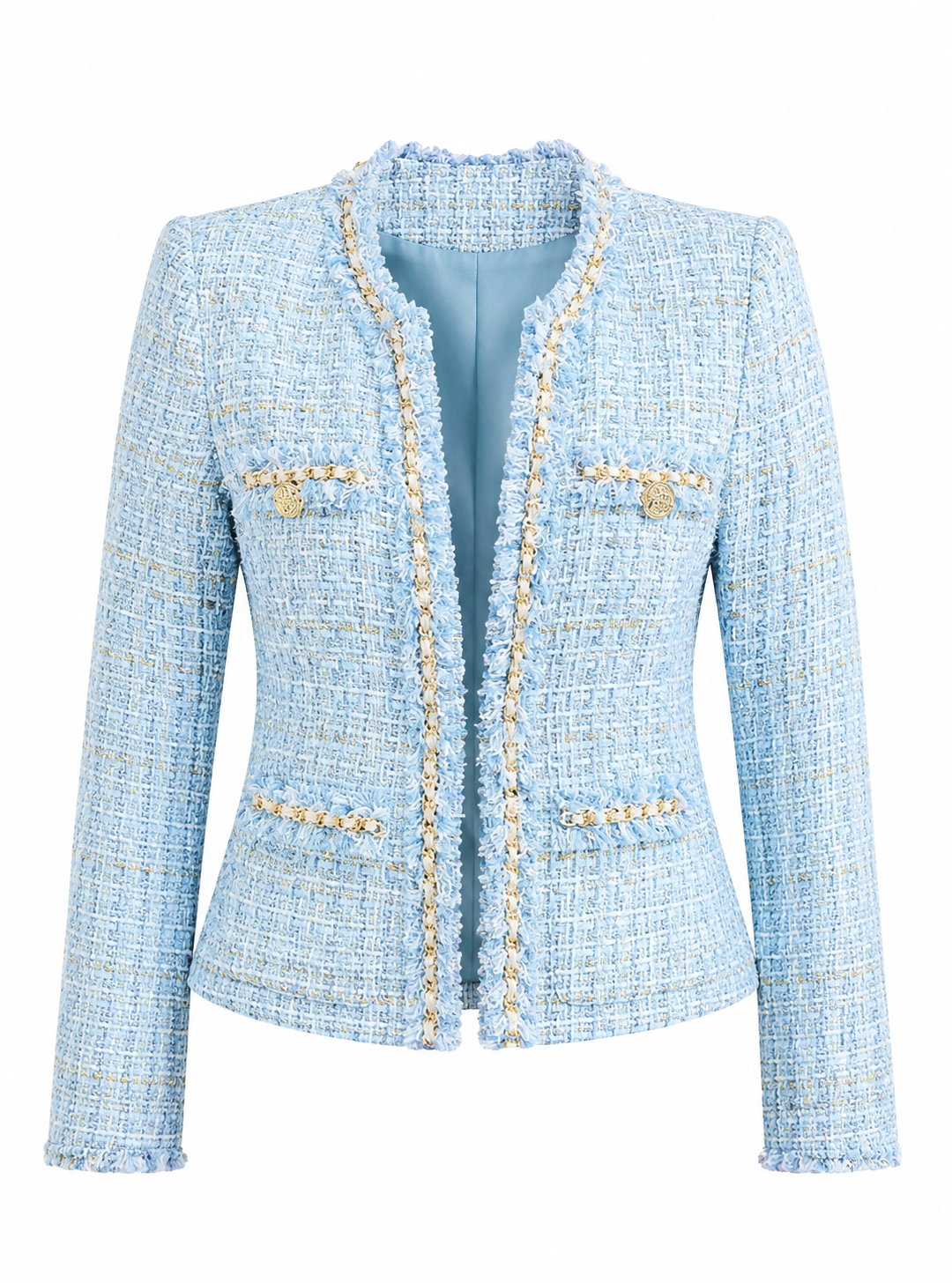 Betsy Buttoned Tweed Blazer - Sky Blue (Final Sale) Betsy Buttoned Tweed Blazer - Sky Blue (Final Sale)
