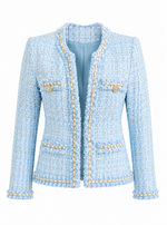 Betsy Buttoned Tweed Blazer - Sky Blue (Final Sale) Betsy Buttoned Tweed Blazer - Sky Blue (Final Sale)