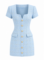 Brunella Tweed Dress - Sky Blue (Final Sale) Brunella Tweed Dress - Sky Blue (Final Sale)