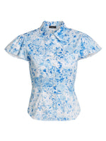Francesca Floral Poplin Shirt - Zesty Floral White Blue (Final Sale) Francesca Floral Poplin Shirt - Zesty Floral White Blue (Final Sale)