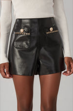 Lavonne Chain Vegan Leather Shorts - Black (Final Sale) Lavonne Chain Vegan Leather Shorts - Black (Final Sale)