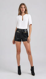 Lavonne Chain Vegan Leather Shorts - Black (Final Sale) Lavonne Chain Vegan Leather Shorts - Black (Final Sale)