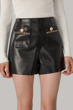 Lavonne Chain Vegan Leather Shorts - Black (Final Sale) Lavonne Chain Vegan Leather Shorts - Black (Final Sale)