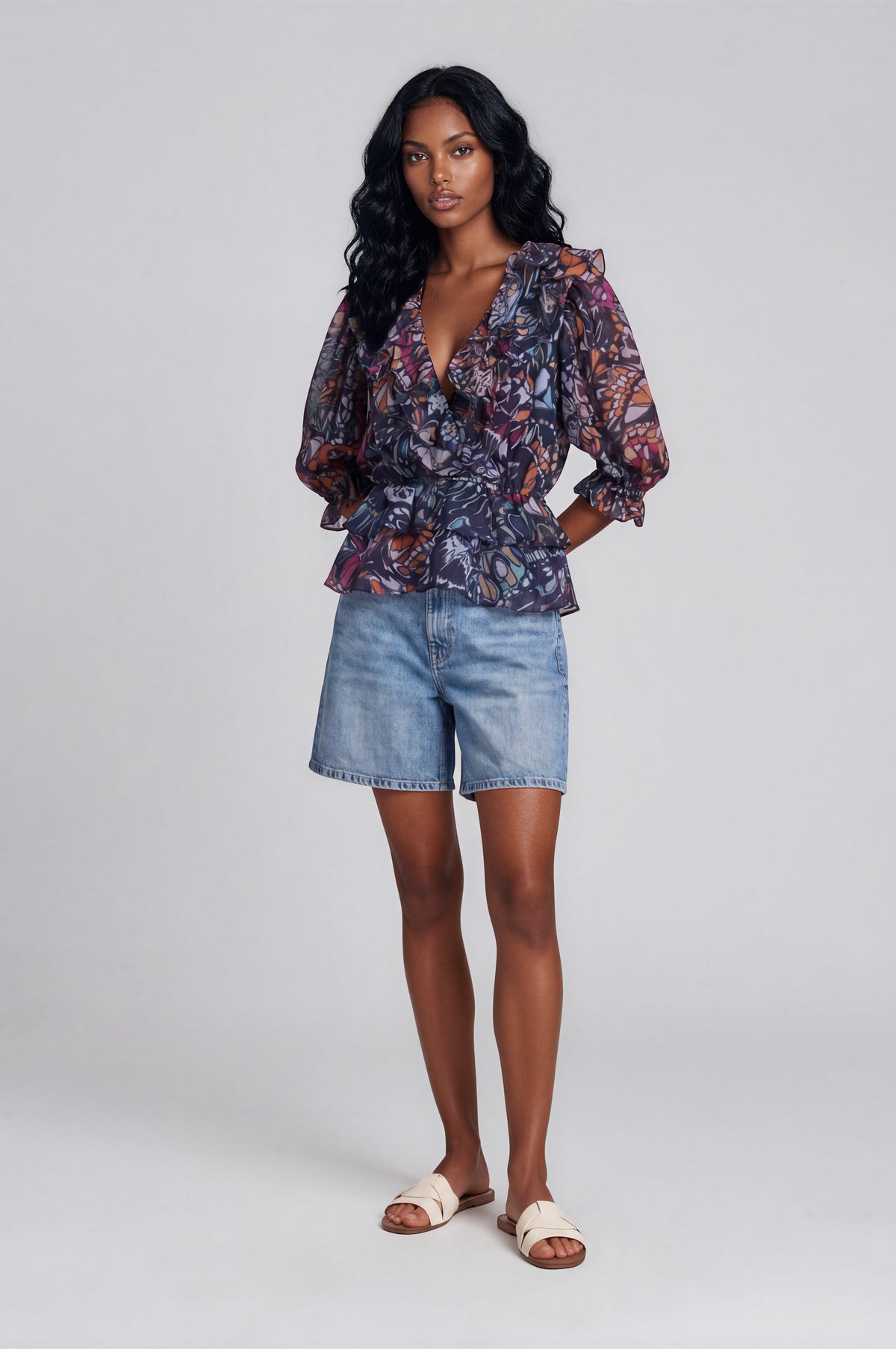 Shilo Top - Navy Rainbow Butterfly (Final Sale) Shilo Top - Navy Rainbow Butterfly (Final Sale)