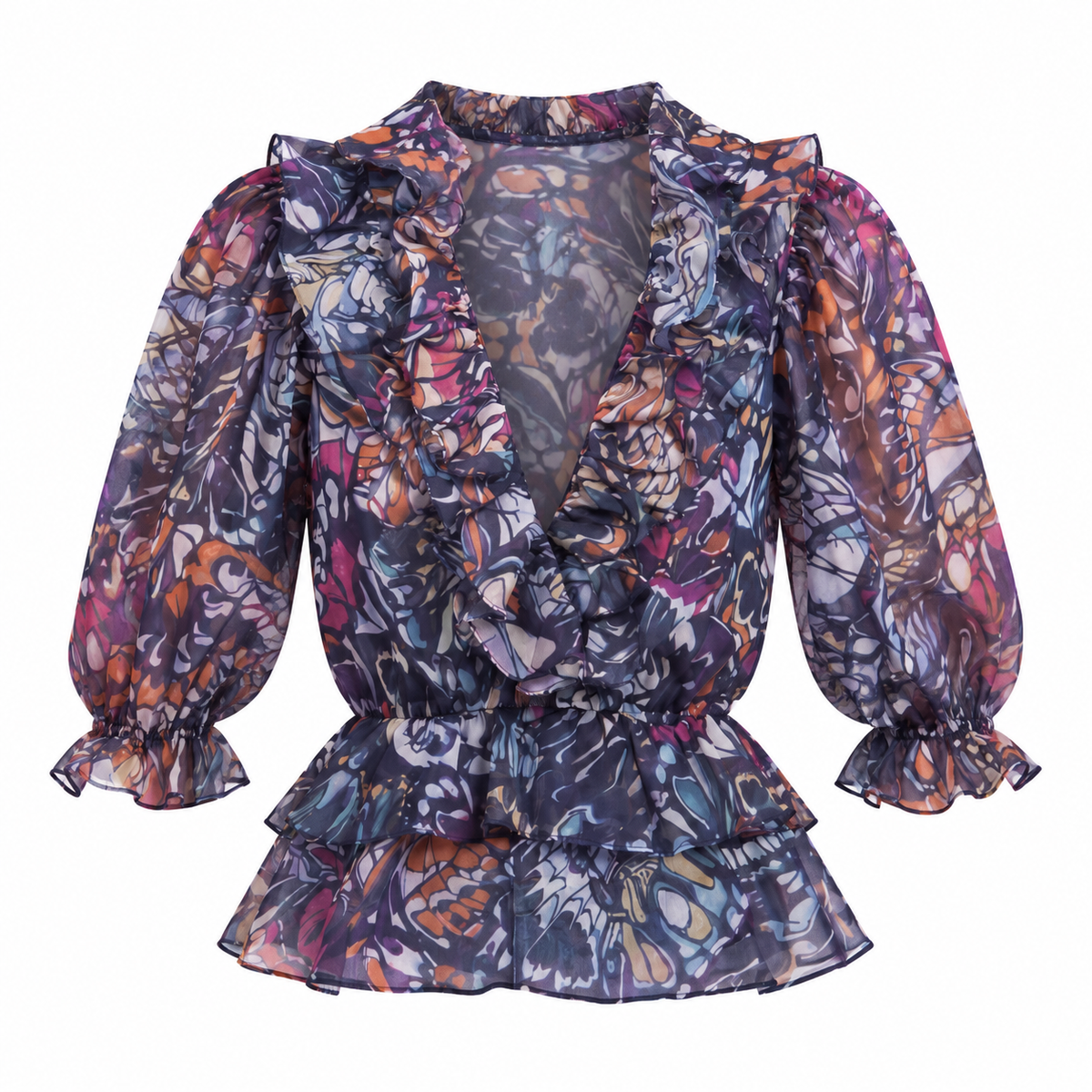 Shilo Top - Navy Rainbow Butterfly (Final Sale) Shilo Top - Navy Rainbow Butterfly (Final Sale)