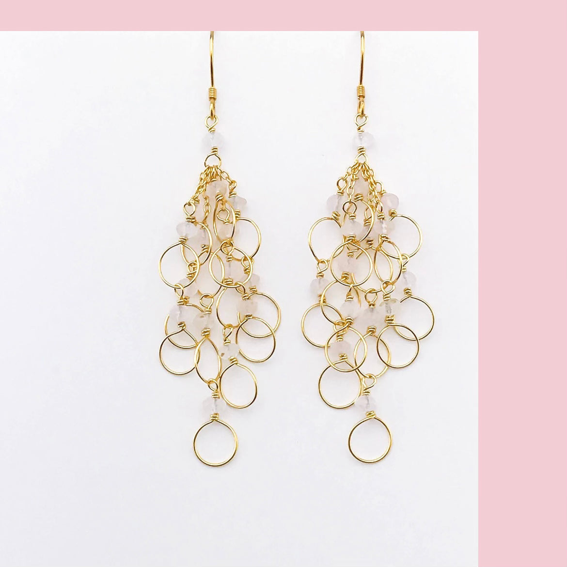 Champagne Quartz Gold Chain Loop Earrings Champagne Quartz Gold Chain Loop Earrings