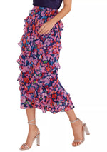 Calista Frill Midi Skirt - Blurred Floral (Final Sale) Calista Frill Midi Skirt - Blurred Floral (Final Sale)