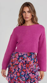 Elissa Cropped Sweater - Magenta (Final Sale) Elissa Cropped Sweater - Magenta (Final Sale)