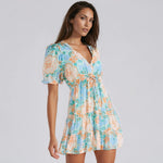 Evelyn Puff Sleeve Mini Dress - Mint Floral (Final Sale) Evelyn Puff Sleeve Mini Dress - Mint Floral (Final Sale)