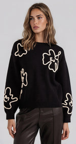 Isla Floral Knit Jumper - Black (Final Sale) Isla Floral Knit Jumper - Black (Final Sale)
