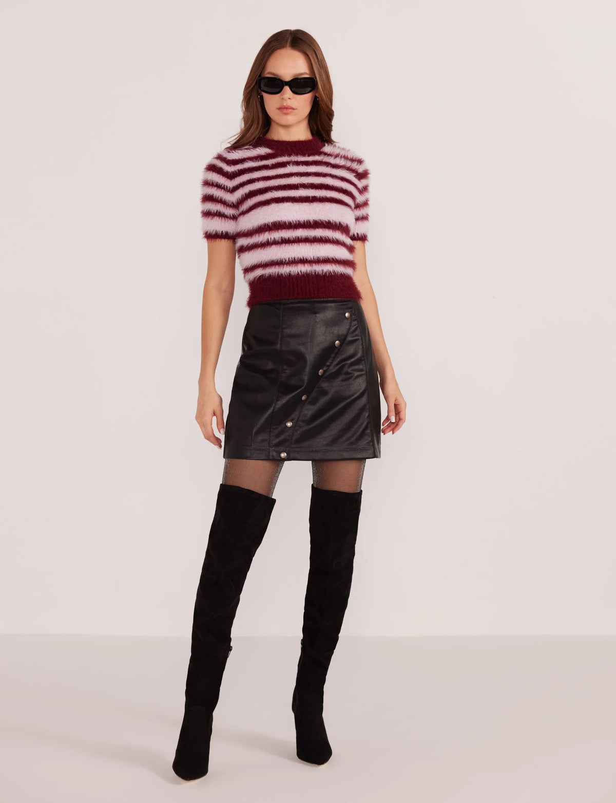 Ivy Tinsel Fluffy Knit Tee - Pink Stripe (Final Sale) Ivy Tinsel Fluffy Knit Tee - Pink Stripe (Final Sale)