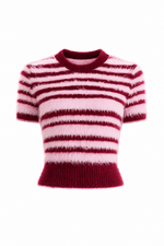 Ivy Tinsel Fluffy Knit Tee - Pink Stripe (Final Sale) Ivy Tinsel Fluffy Knit Tee - Pink Stripe (Final Sale)