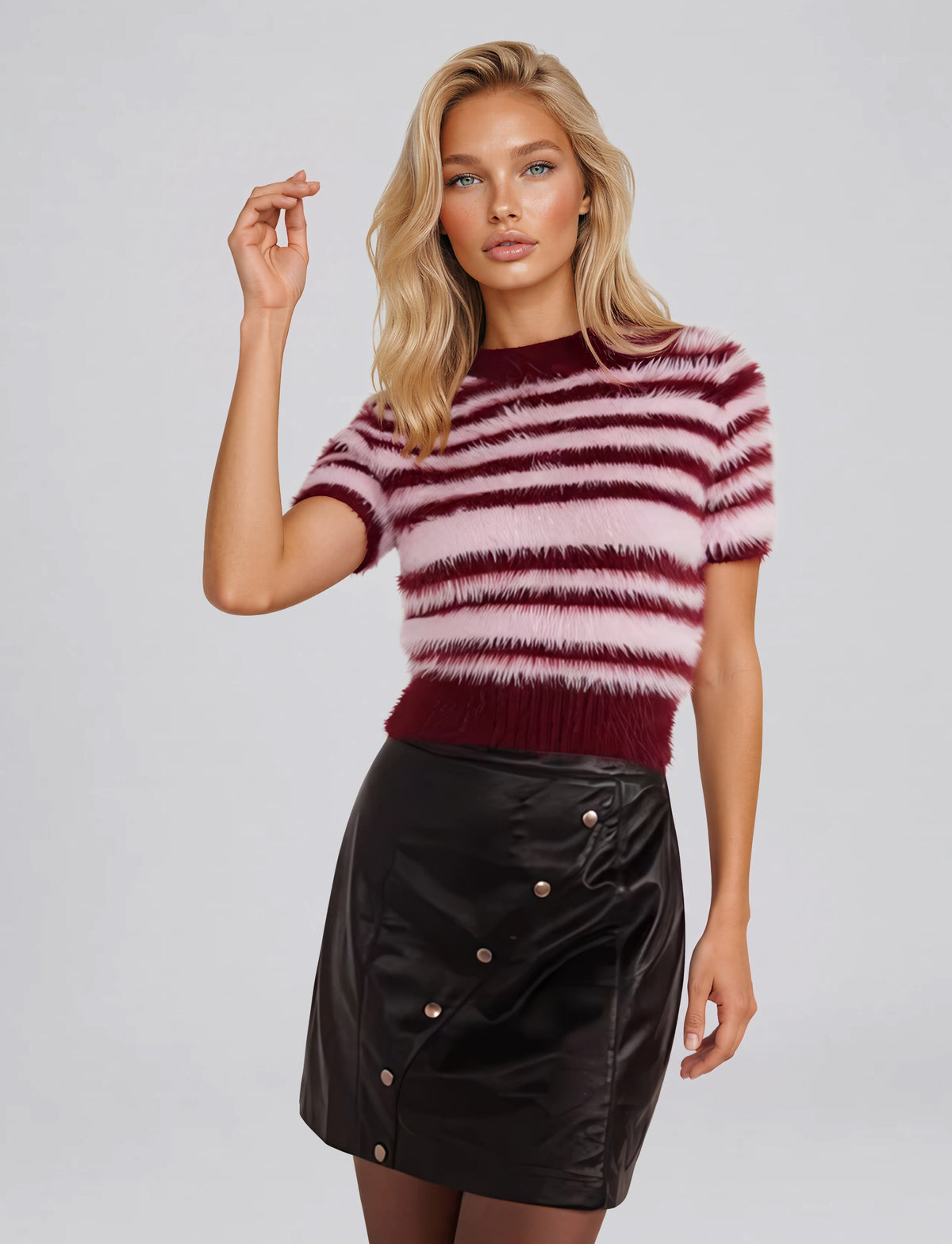 Ivy Tinsel Fluffy Knit Tee - Pink Stripe (Final Sale) Ivy Tinsel Fluffy Knit Tee - Pink Stripe (Final Sale)