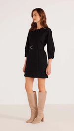 Jocelyn Denim Mini Dress - Washed Black (Final Sale) Jocelyn Denim Mini Dress - Washed Black (Final Sale)