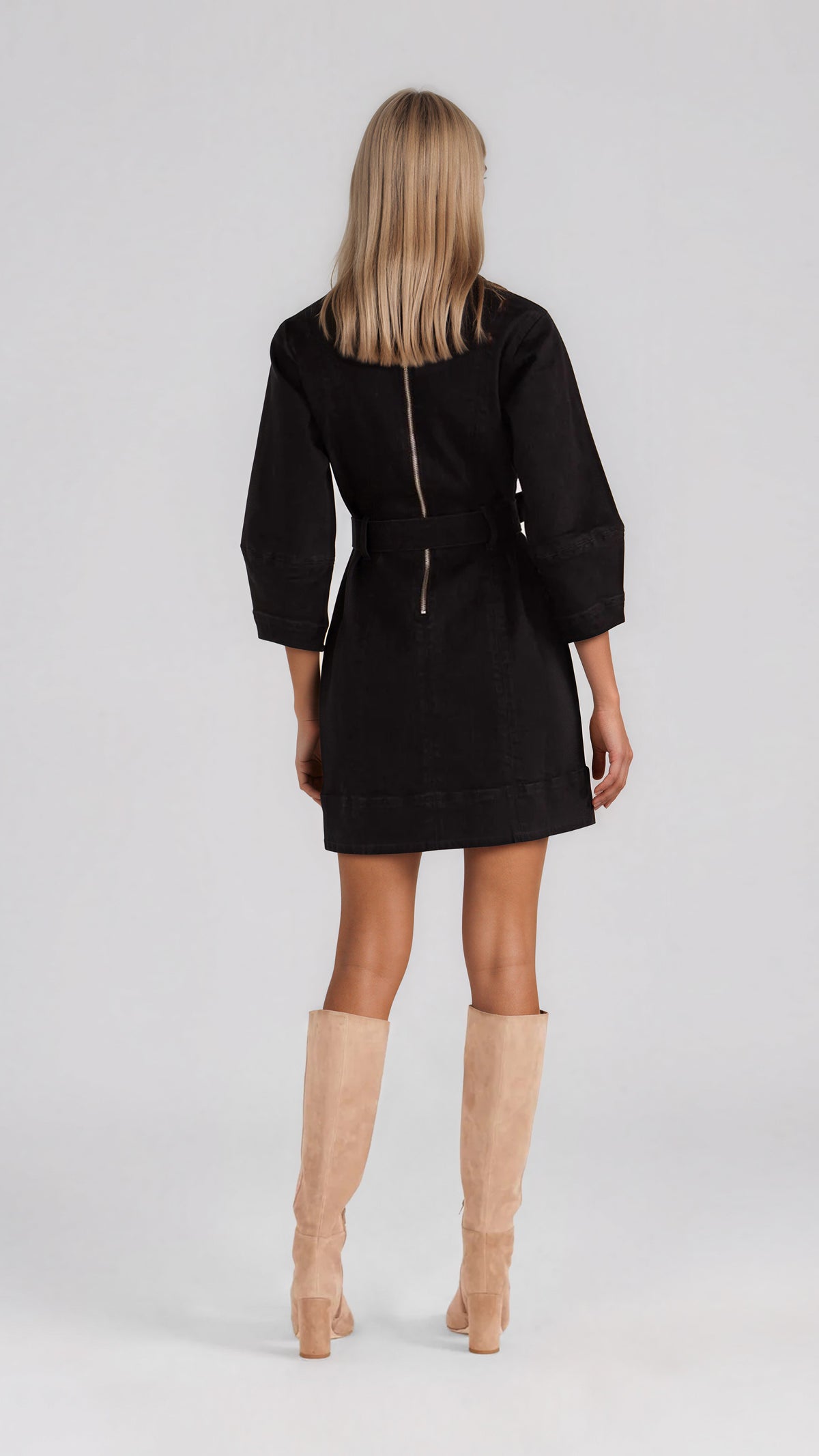 Jocelyn Denim Mini Dress - Washed Black (Final Sale) Jocelyn Denim Mini Dress - Washed Black (Final Sale)