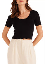 Laura Scallop Knit Tee - Black (Final Sale) Laura Scallop Knit Tee - Black (Final Sale)