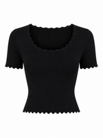 Laura Scallop Knit Tee - Black (Final Sale) Laura Scallop Knit Tee - Black (Final Sale)