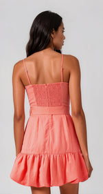 Lila Puff Linen Mini Dress - Pink (Final Sale) Lila Puff Linen Mini Dress - Pink (Final Sale)