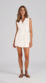 Lucia Linen Wrap Playsuit - White (Final Sale) Lucia Linen Wrap Playsuit - White (Final Sale)