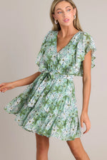 Margaux Mini Dress - Green/White Floral (Final Sale) Margaux Mini Dress - Green/White Floral (Final Sale)