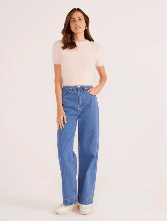 Millie Fluffy Knit Tee - Blush Pink (Final Sale) Millie Fluffy Knit Tee - Blush Pink (Final Sale)