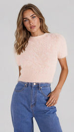 Millie Fluffy Knit Tee - Blush Pink (Final Sale) Millie Fluffy Knit Tee - Blush Pink (Final Sale)