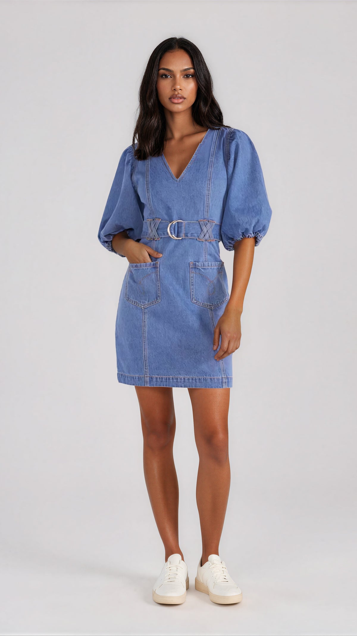 Peyton Denim Mini Dress - Denim Blue (Final Sale) Peyton Denim Mini Dress - Denim Blue (Final Sale)