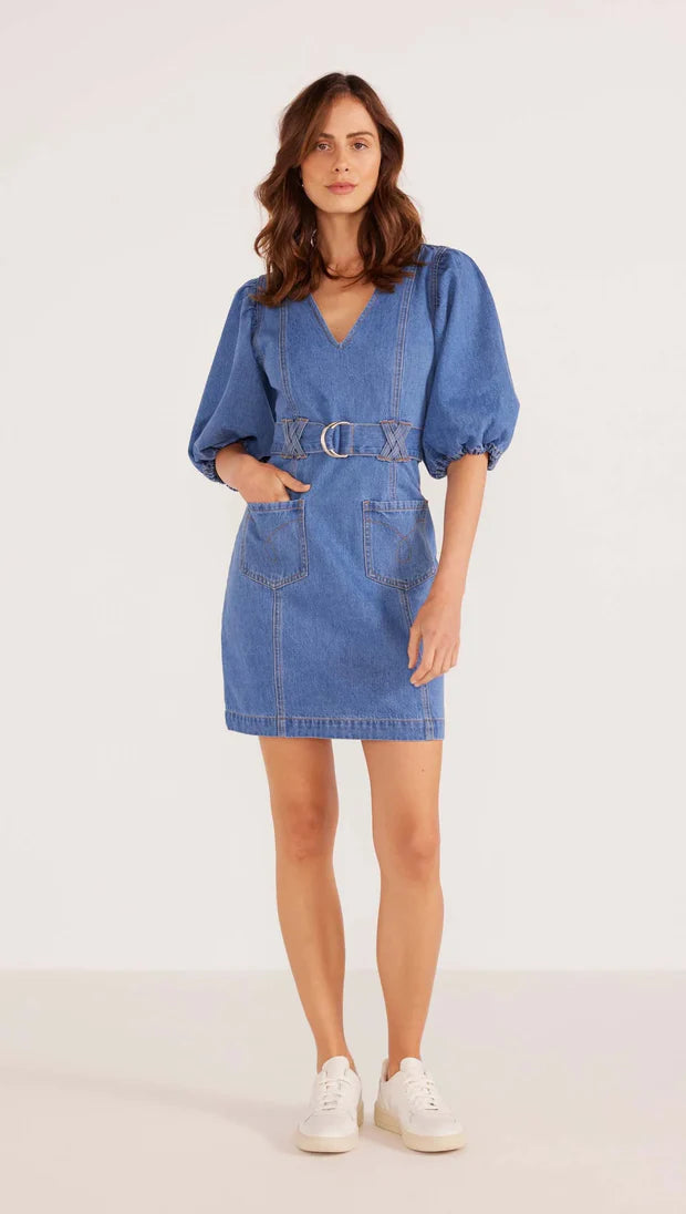 Peyton Denim Mini Dress - Denim Blue (Final Sale) Peyton Denim Mini Dress - Denim Blue (Final Sale)