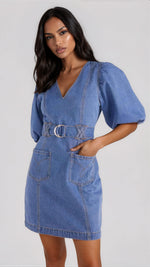 Peyton Denim Mini Dress - Denim Blue (Final Sale) Peyton Denim Mini Dress - Denim Blue (Final Sale)