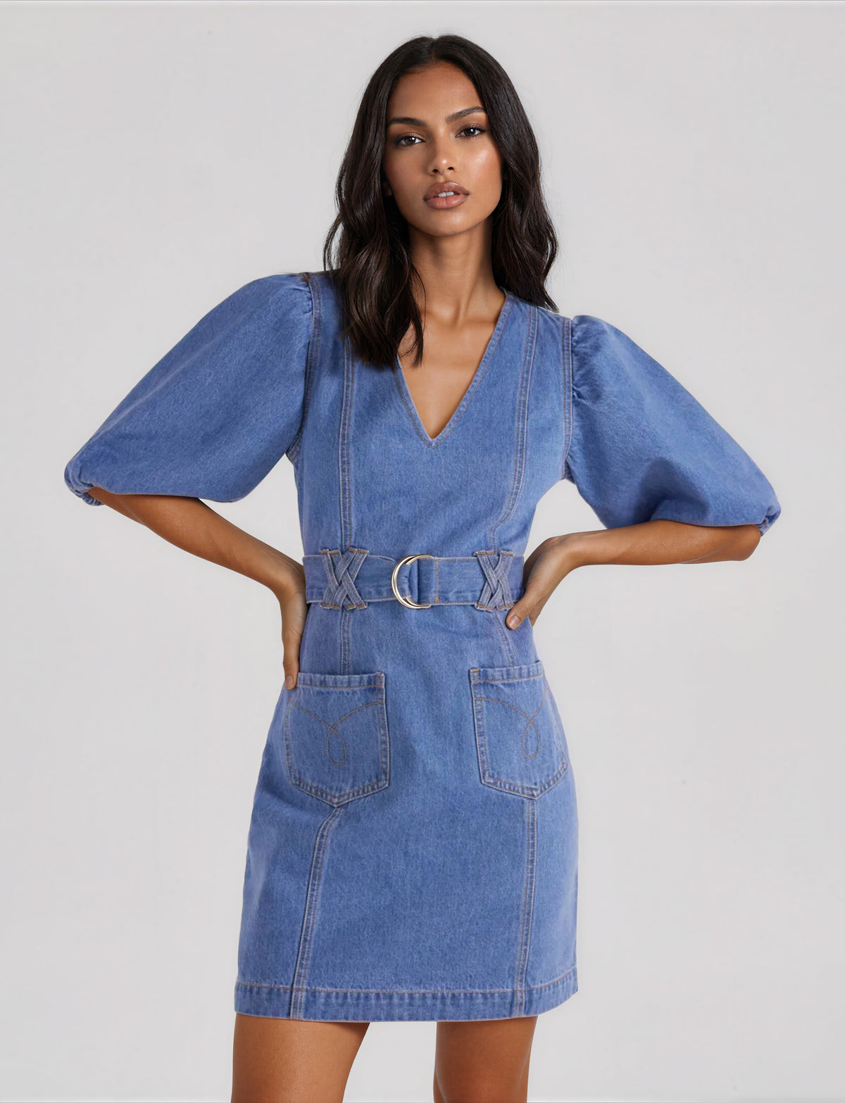 Peyton Denim Mini Dress - Denim Blue (Final Sale) Peyton Denim Mini Dress - Denim Blue (Final Sale)