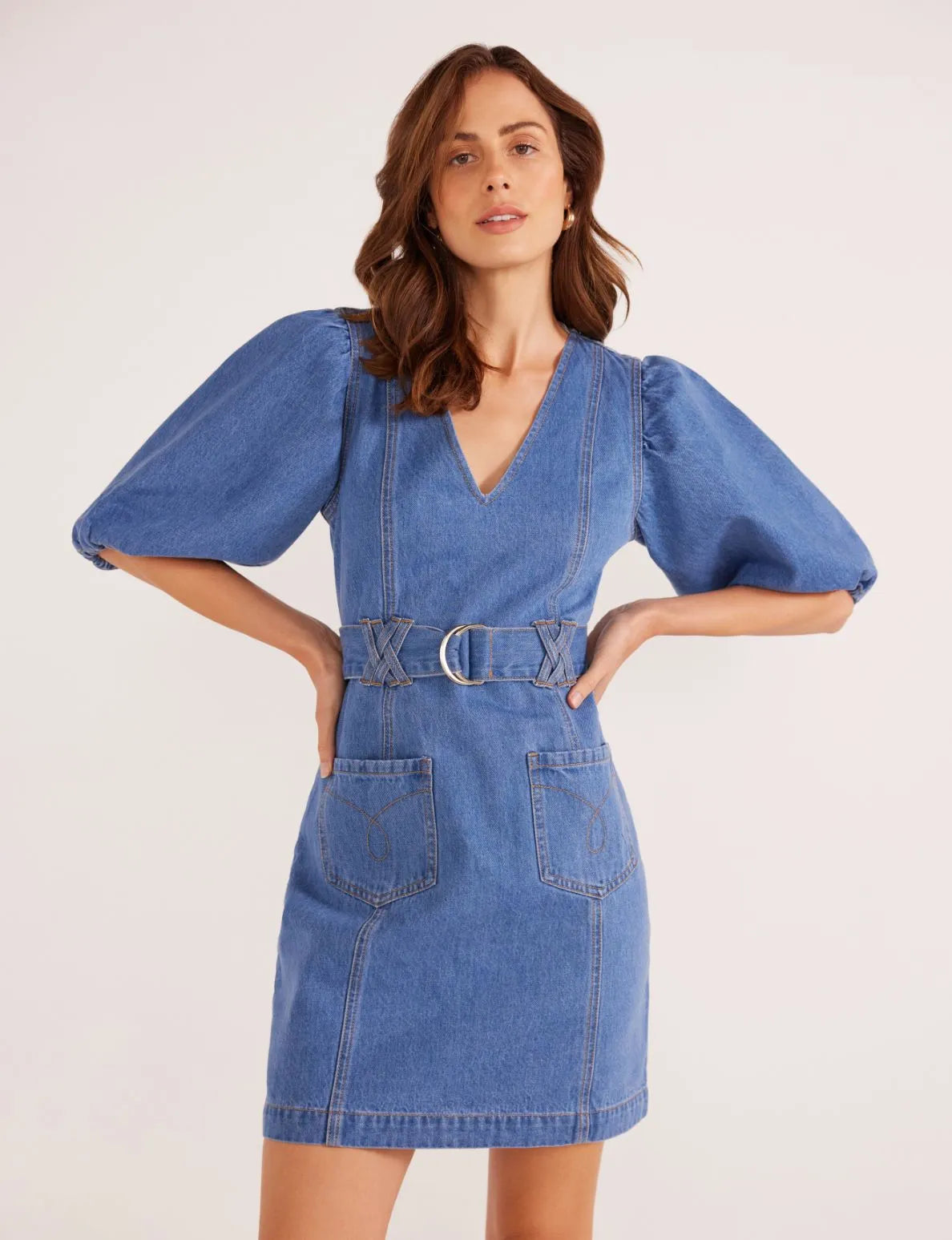 Peyton Denim Mini Dress - Denim Blue (Final Sale) Peyton Denim Mini Dress - Denim Blue (Final Sale)