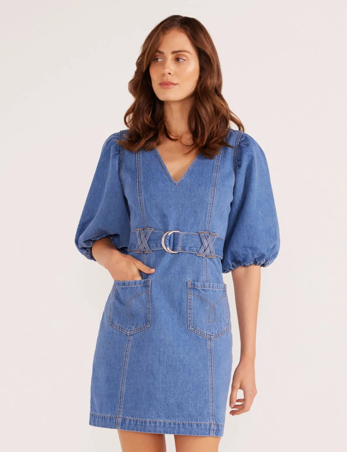 Peyton Denim Mini Dress - Denim Blue (Final Sale) Peyton Denim Mini Dress - Denim Blue (Final Sale)