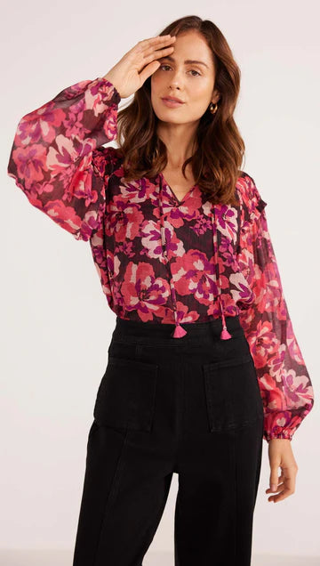 Savannah Long Sleeve Blouse - Painterly Blooms (Final Sale) Savannah Long Sleeve Blouse - Painterly Blooms (Final Sale)