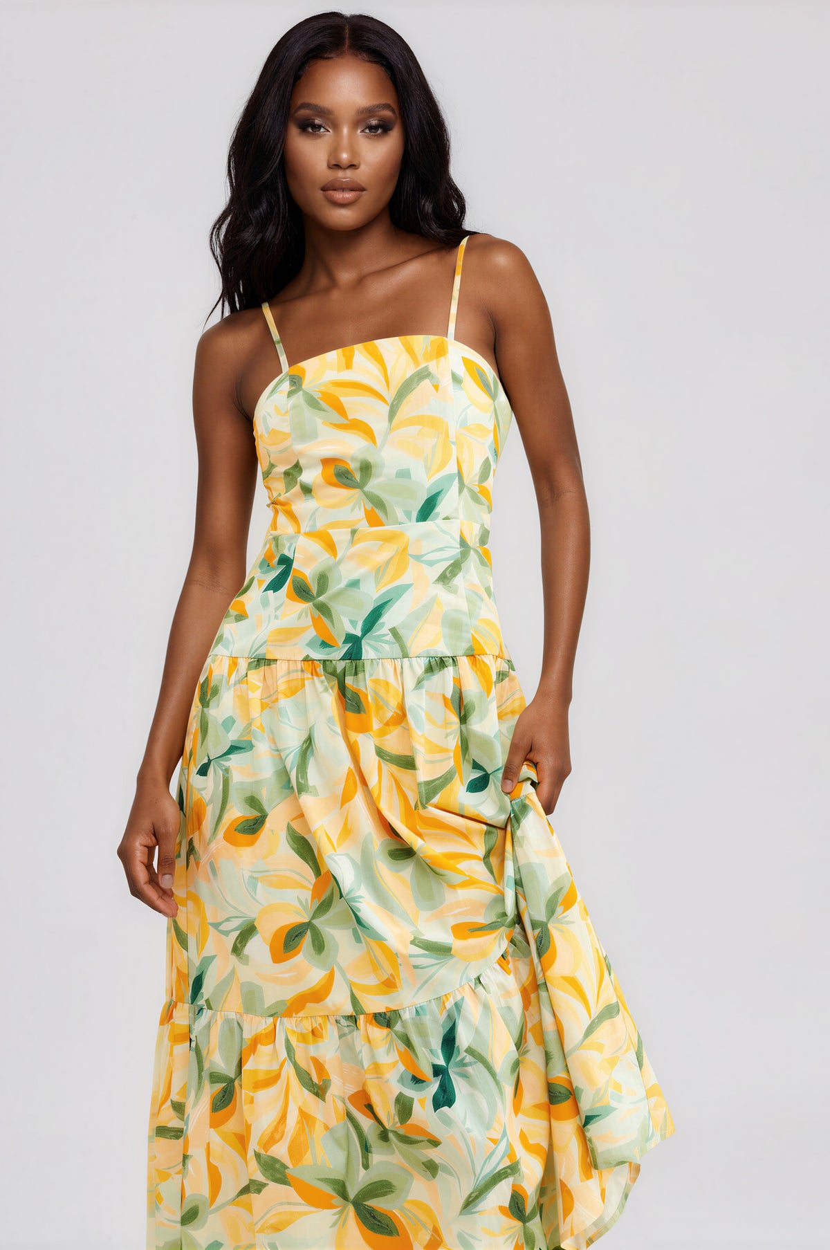 Solstice Tiered Midi Dress - Tropical (Final Sale) Solstice Tiered Midi Dress - Tropical (Final Sale)