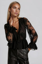 Natoli Embroidered Mesh Blouse – Black (Final Sale) Natoli Embroidered Mesh Blouse – Black (Final Sale)