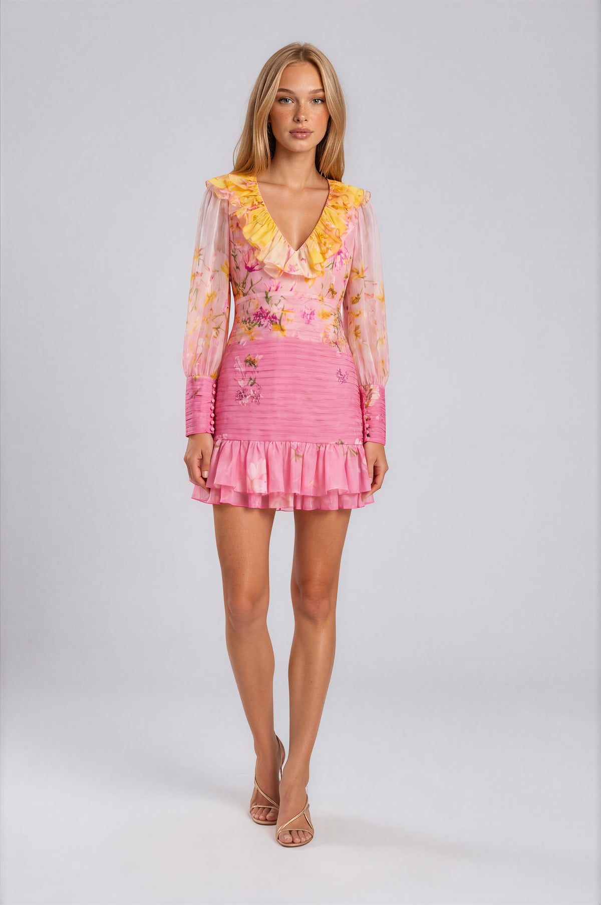 Floral Mini Dress - Yellow (Final Sale) Floral Mini Dress - Yellow (Final Sale)
