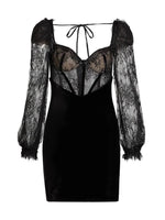 Lace and Velvet Mini Dress - Black (Final Sale) Lace and Velvet Mini Dress - Black (Final Sale)